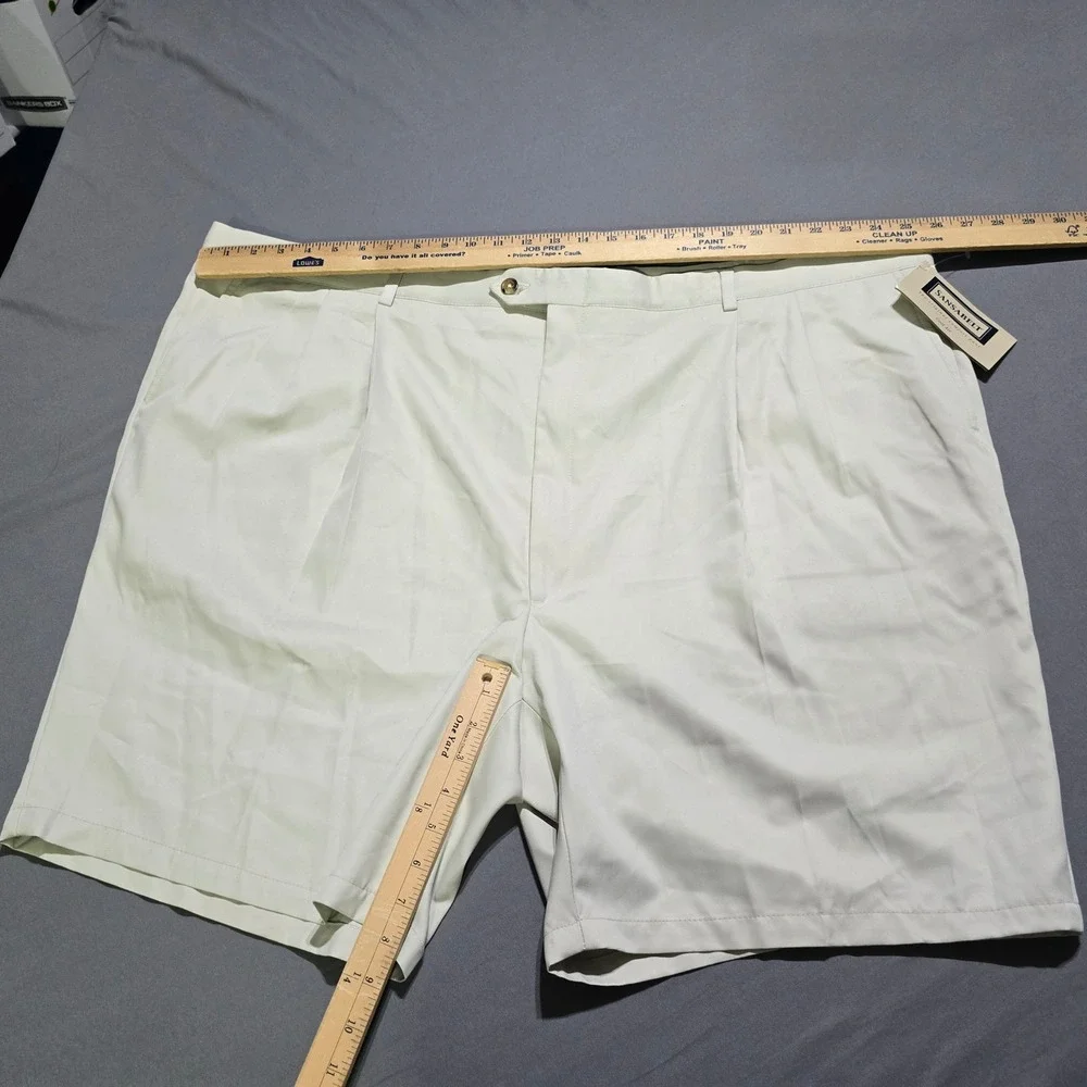 Sansabelt Pleated Shorts Mens 52 Cream Off White Hidden Elastic Waistband NWT